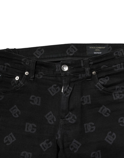 Jeans de mezclilla ajustados para hombre Dolce & Gabbana negros de algodón con logo DG