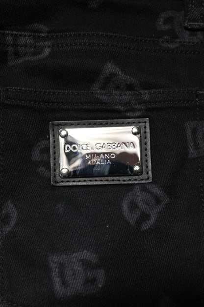 Jeans de mezclilla ajustados para hombre Dolce & Gabbana negros de algodón con logo DG