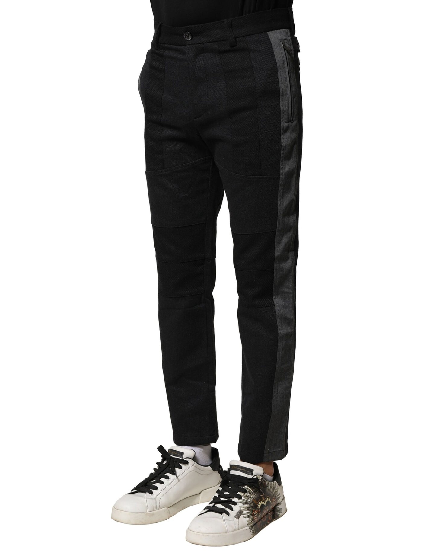 Pantalones para hombre Dolce & Gabbana de algodón, negros y grises, ajustados