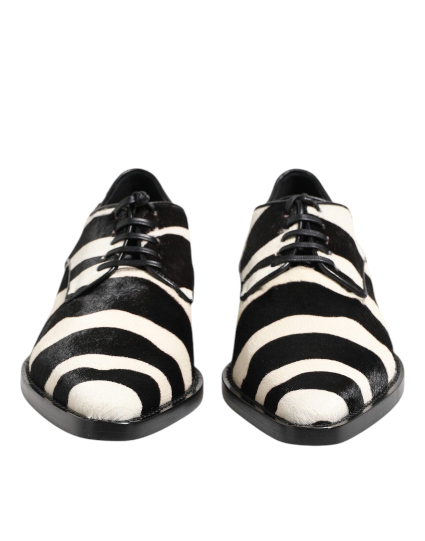 Zapatos de vestir Dolce & Gabbana de piel de potro con estampado de cebra en blanco y negro