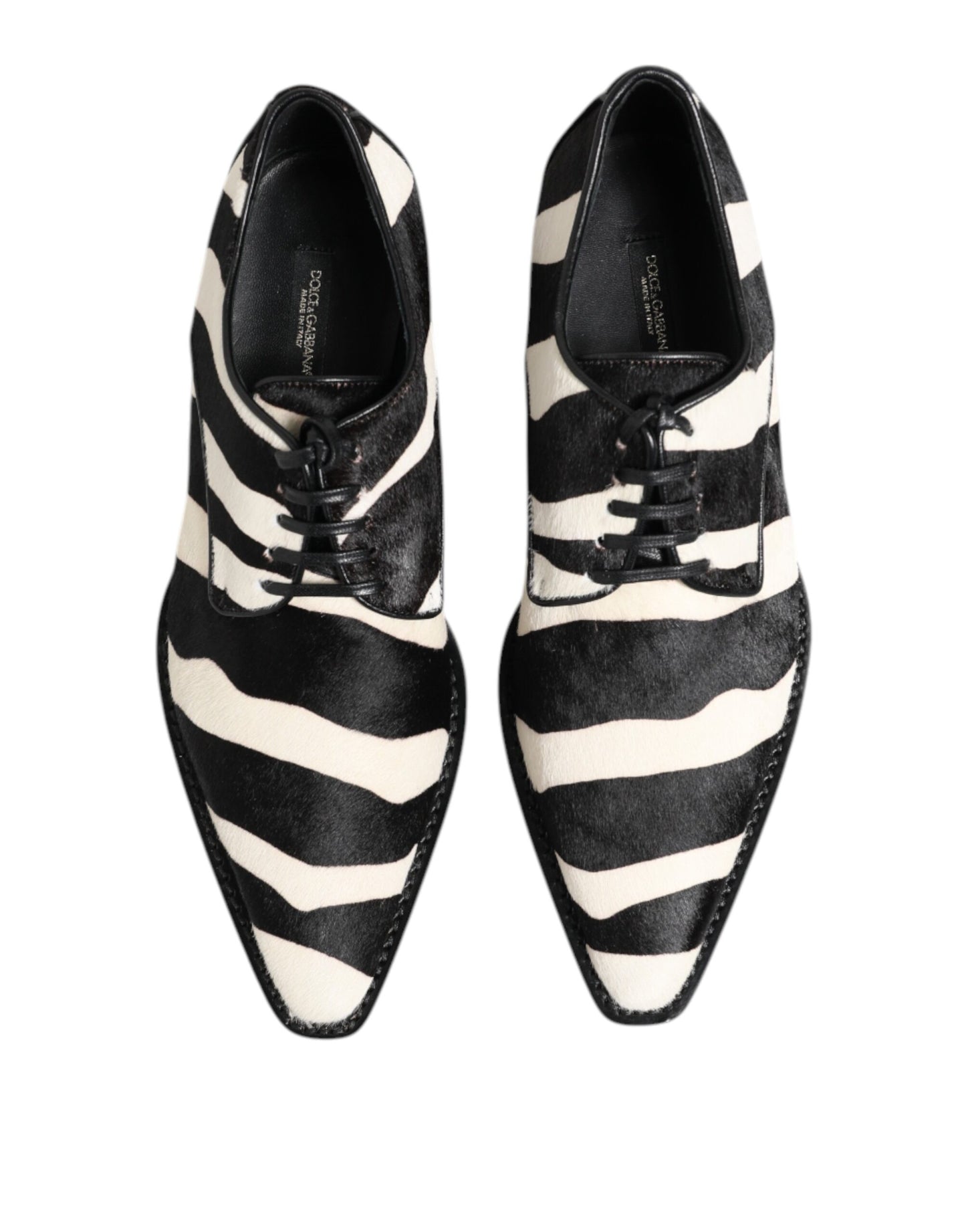 Zapatos de vestir Dolce & Gabbana de piel de potro con estampado de cebra en blanco y negro