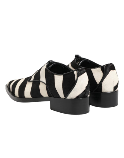 Zapatos de vestir Dolce & Gabbana de piel de potro con estampado de cebra en blanco y negro
