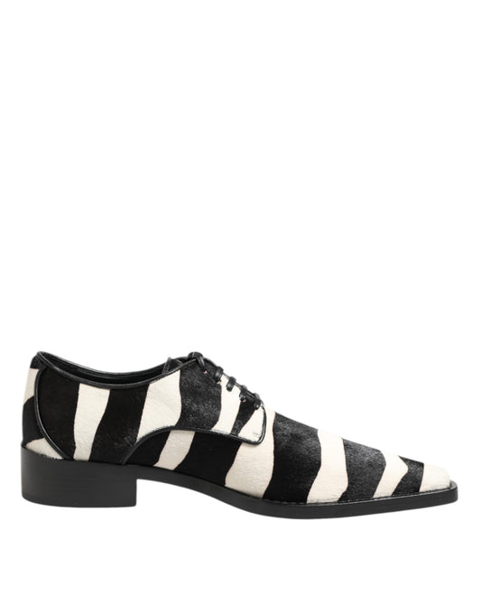 Chaussures de ville Dolce & Gabbana en cuir de poney zébré noir et blanc