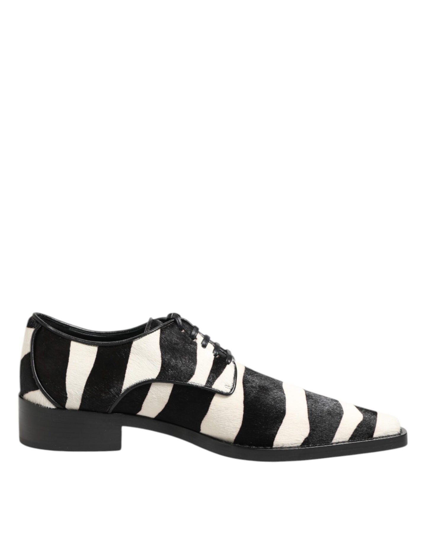 Zapatos de vestir Dolce & Gabbana de piel de potro con estampado de cebra en blanco y negro