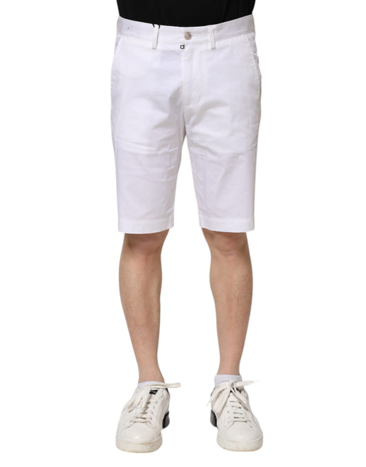 Dolce & Gabbana Shorts Bermuda de Denim Elástico de Algodón Blanco para Hombre