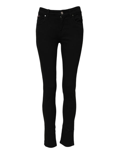 Vaqueros pitillo negros de algodón de tiro medio Dolce & Gabbana
