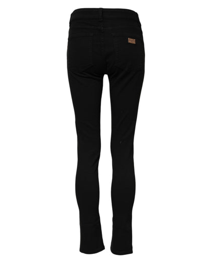 Vaqueros pitillo negros de algodón de tiro medio Dolce & Gabbana