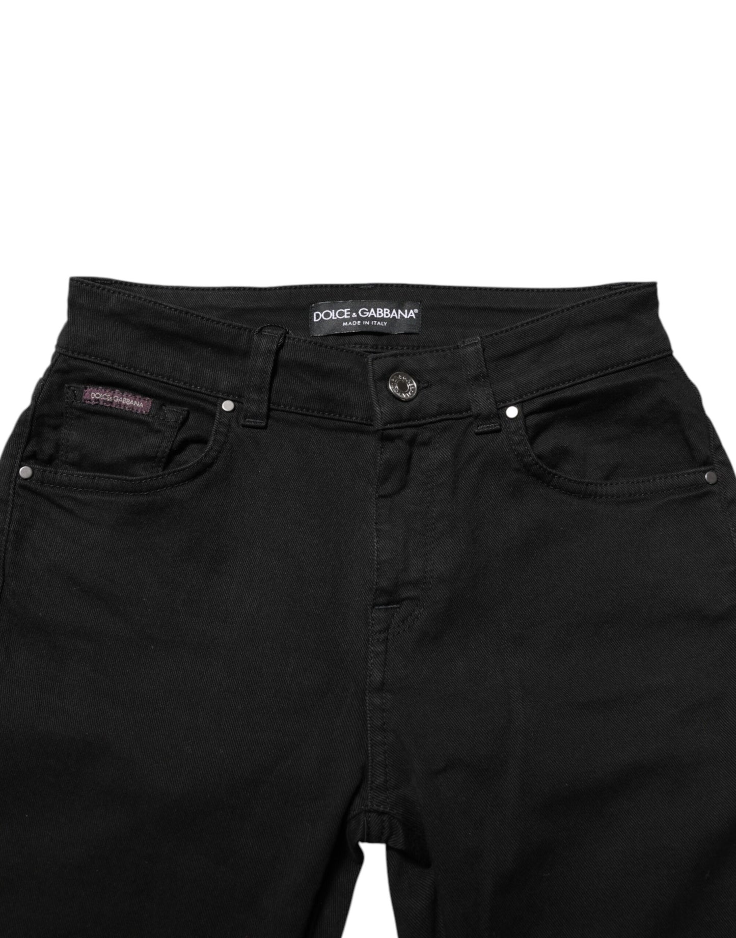 Vaqueros pitillo negros de algodón de tiro medio Dolce & Gabbana