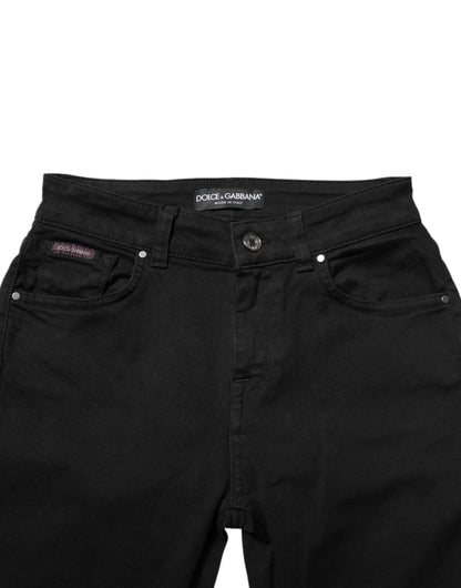 Vaqueros pitillo negros de algodón de tiro medio Dolce & Gabbana