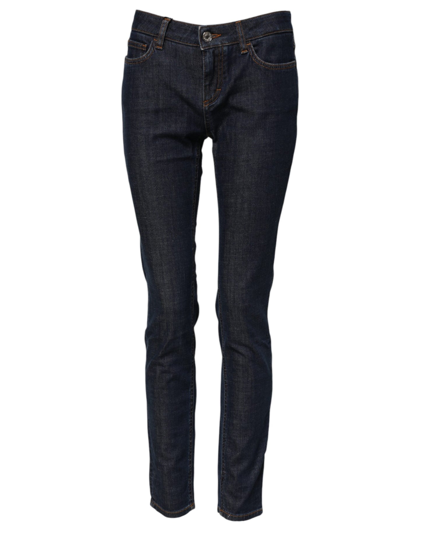 Vaqueros de mezclilla de algodón azules, pitillo y de talle medio de Dolce & Gabbana