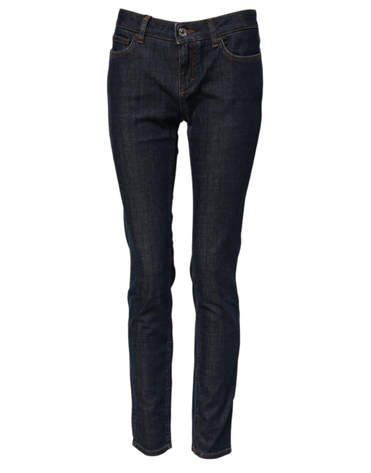 Vaqueros de mezclilla de algodón azules, pitillo y de talle medio de Dolce & Gabbana