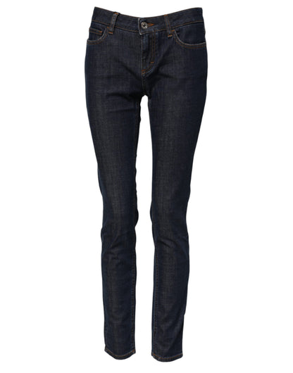 Vaqueros de mezclilla de algodón azules, pitillo y de talle medio de Dolce & Gabbana