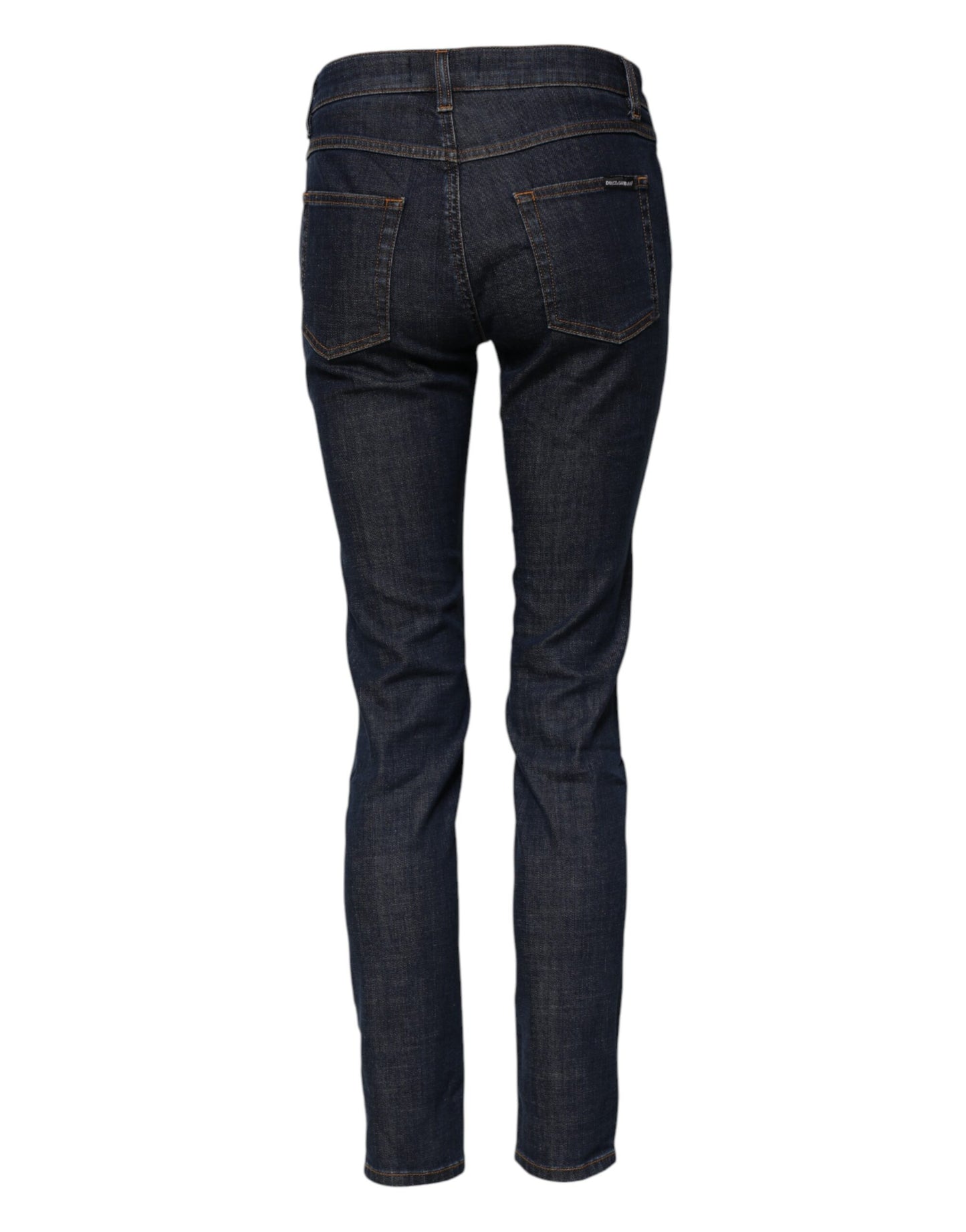 Vaqueros de mezclilla de algodón azules, pitillo y de talle medio de Dolce & Gabbana