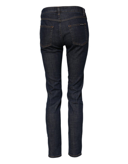 Vaqueros de mezclilla de algodón azules, pitillo y de talle medio de Dolce & Gabbana