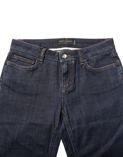 Vaqueros de mezclilla de algodón azules, pitillo y de talle medio de Dolce & Gabbana