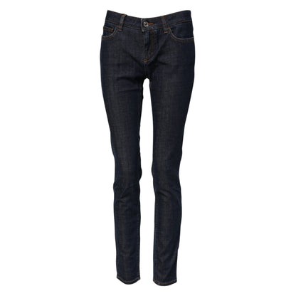 Vaqueros de mezclilla de algodón azules, pitillo y de talle medio de Dolce & Gabbana