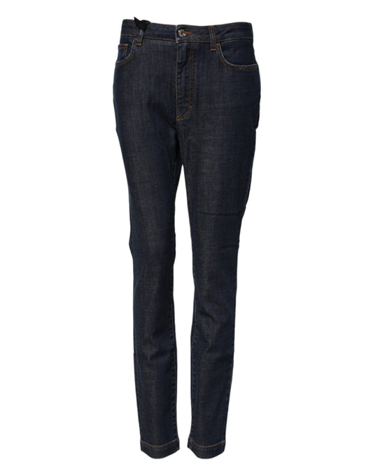 Vaqueros de mezclilla Dolce & Gabbana Blue Queen Patch AUDREY de talle medio