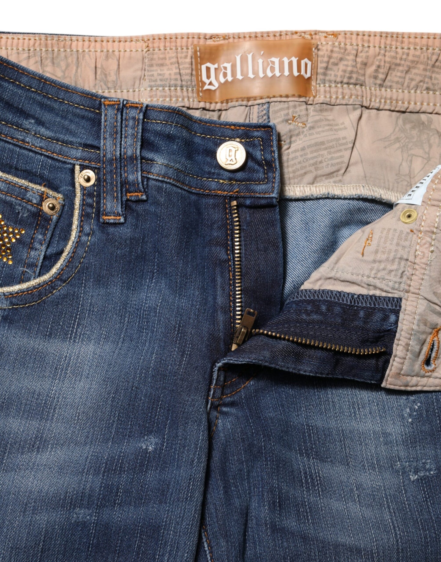 Vaqueros John Galliano de algodón azul de talle medio y pernera ancha