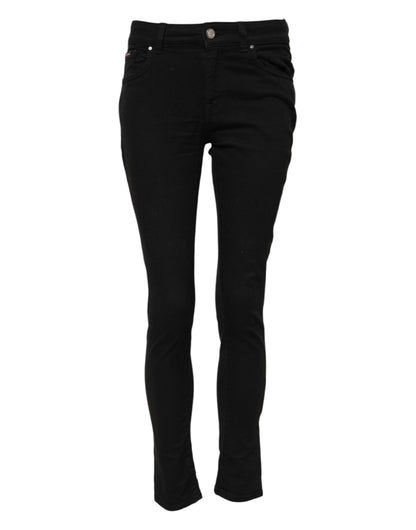 Vaqueros pitillo negros de algodón de tiro medio Dolce & Gabbana