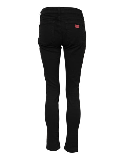 Vaqueros pitillo negros de algodón de tiro medio Dolce & Gabbana