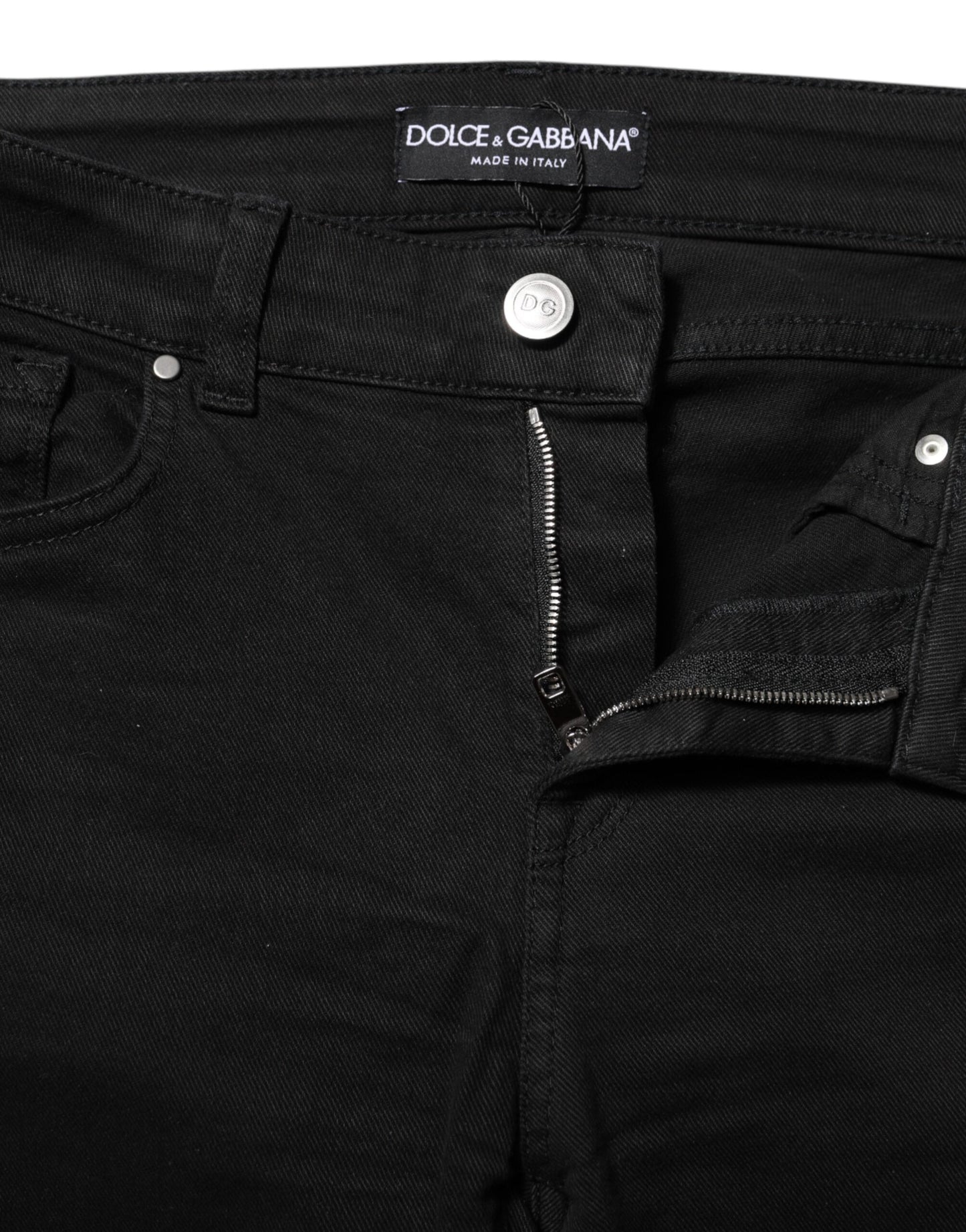 Vaqueros pitillo negros de algodón de tiro medio Dolce & Gabbana