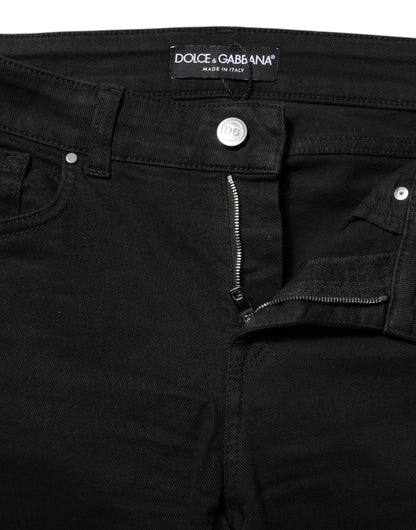 Vaqueros pitillo negros de algodón de tiro medio Dolce & Gabbana