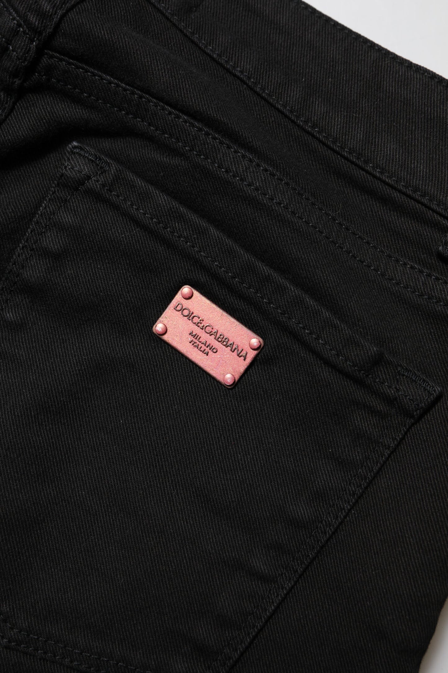 Vaqueros pitillo negros de algodón de tiro medio Dolce & Gabbana