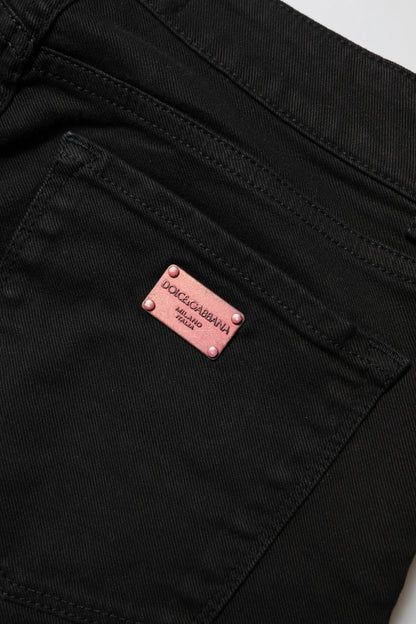 Vaqueros pitillo negros de algodón de tiro medio Dolce & Gabbana