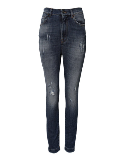 Jeans vaqueros Dolce & Gabbana de algodón lavado azul de tiro alto