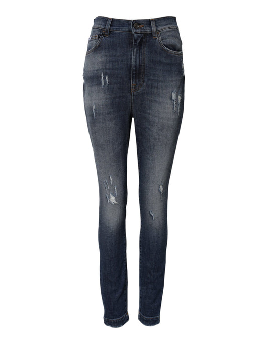 Jeans vaqueros Dolce & Gabbana de algodón lavado azul de tiro alto