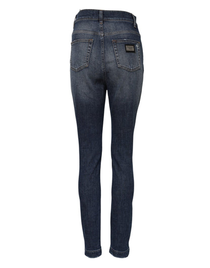 Jeans vaqueros Dolce & Gabbana de algodón lavado azul de tiro alto