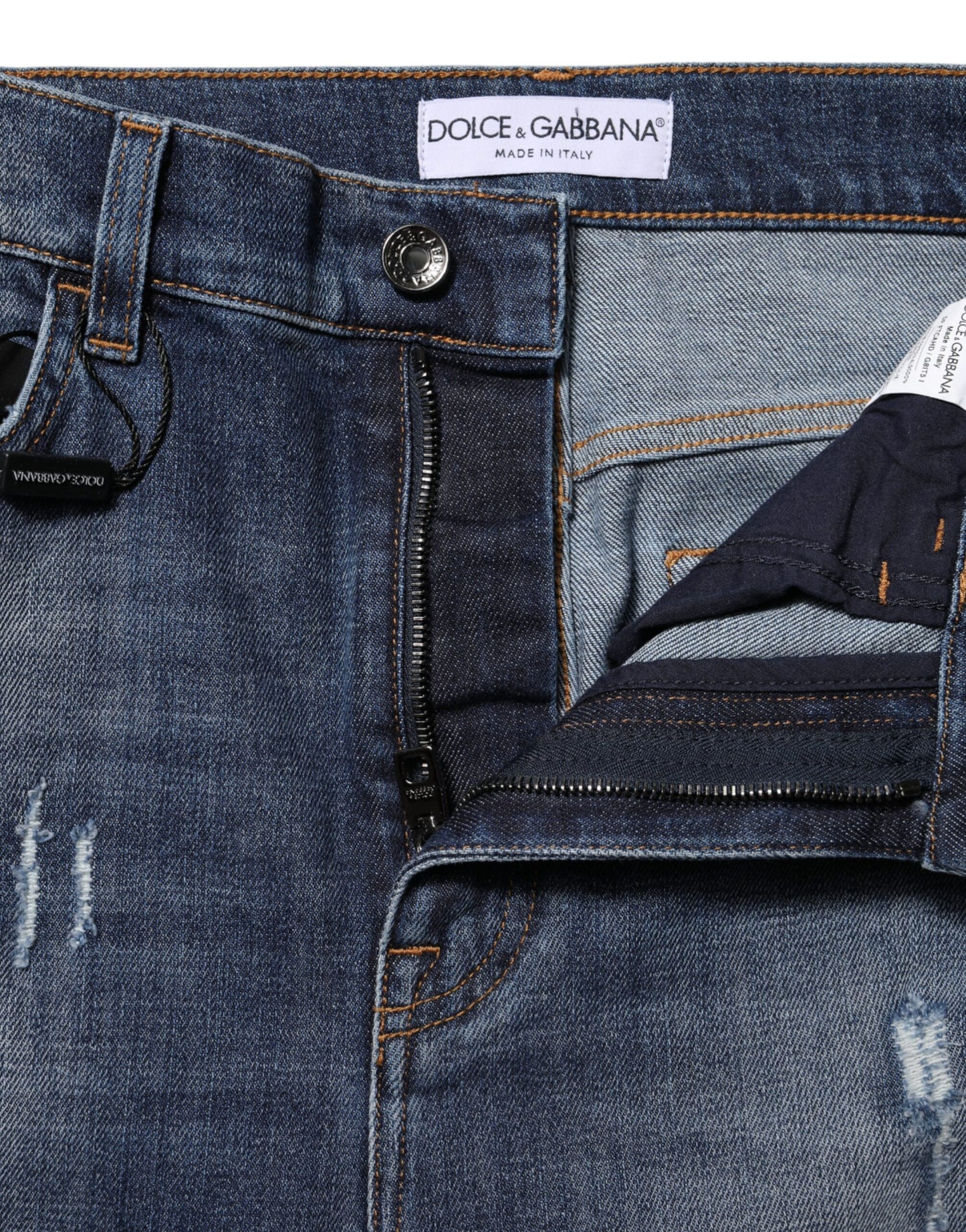 Jeans vaqueros Dolce & Gabbana de algodón lavado azul de tiro alto