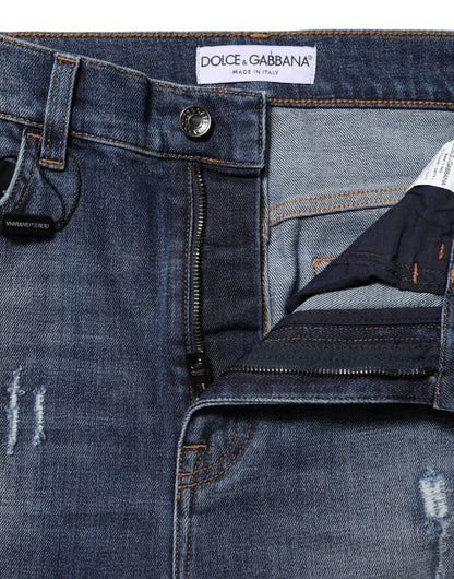 Jeans vaqueros Dolce & Gabbana de algodón lavado azul de tiro alto