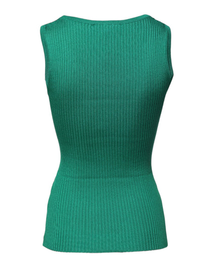 Top de tirantes Dolce & Gabbana de seda verde sin mangas y cuello redondo