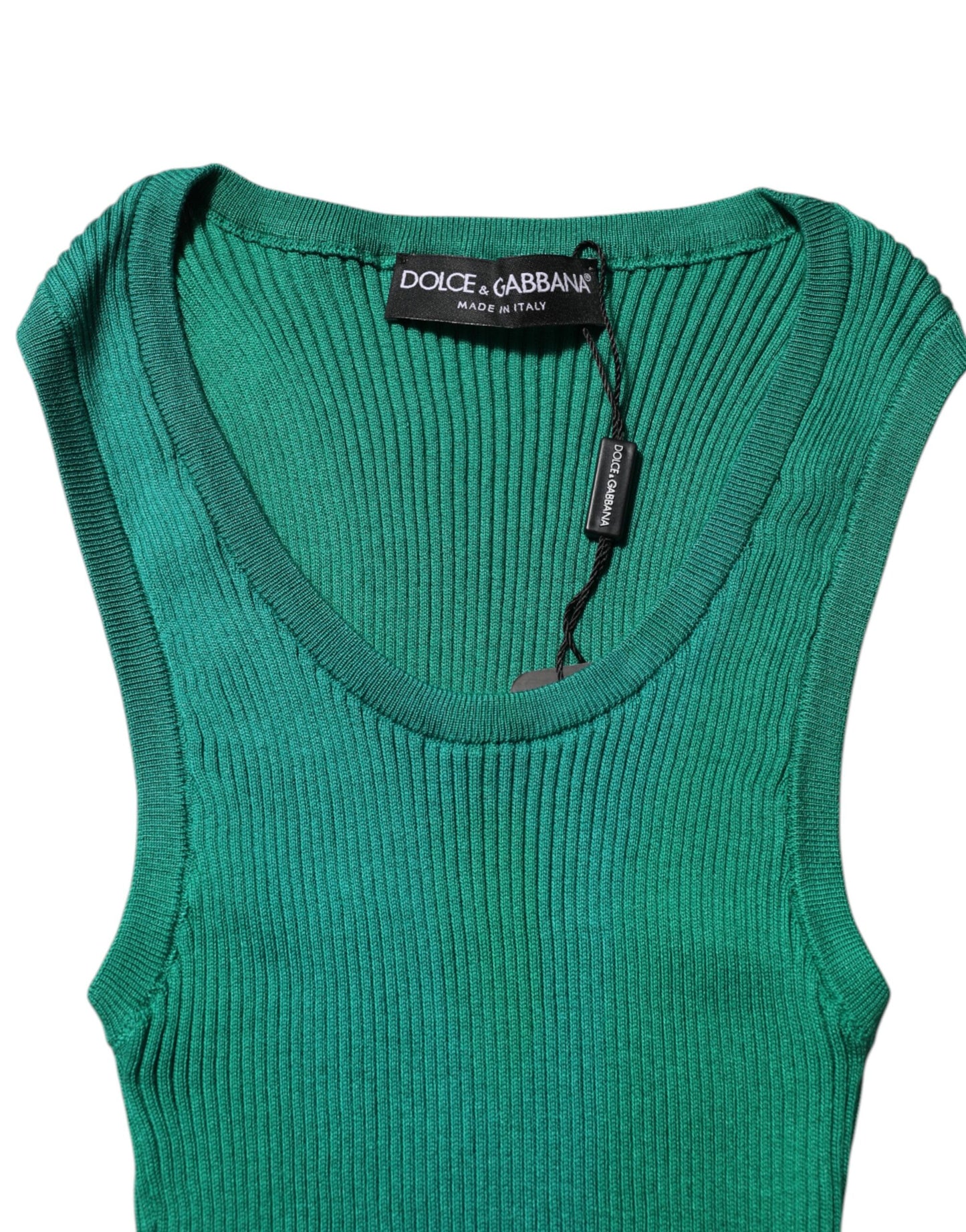 Top de tirantes Dolce & Gabbana de seda verde sin mangas y cuello redondo