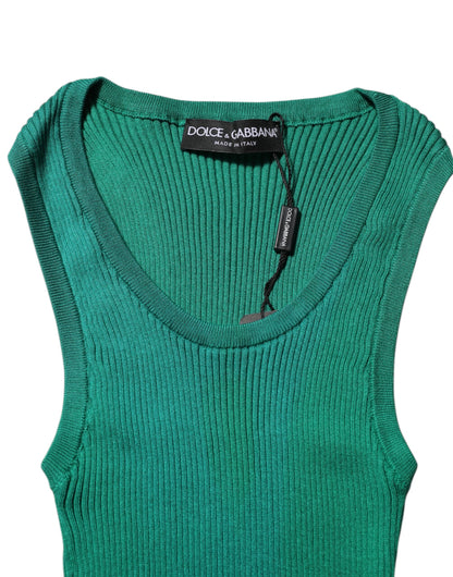Top de tirantes Dolce & Gabbana de seda verde sin mangas y cuello redondo