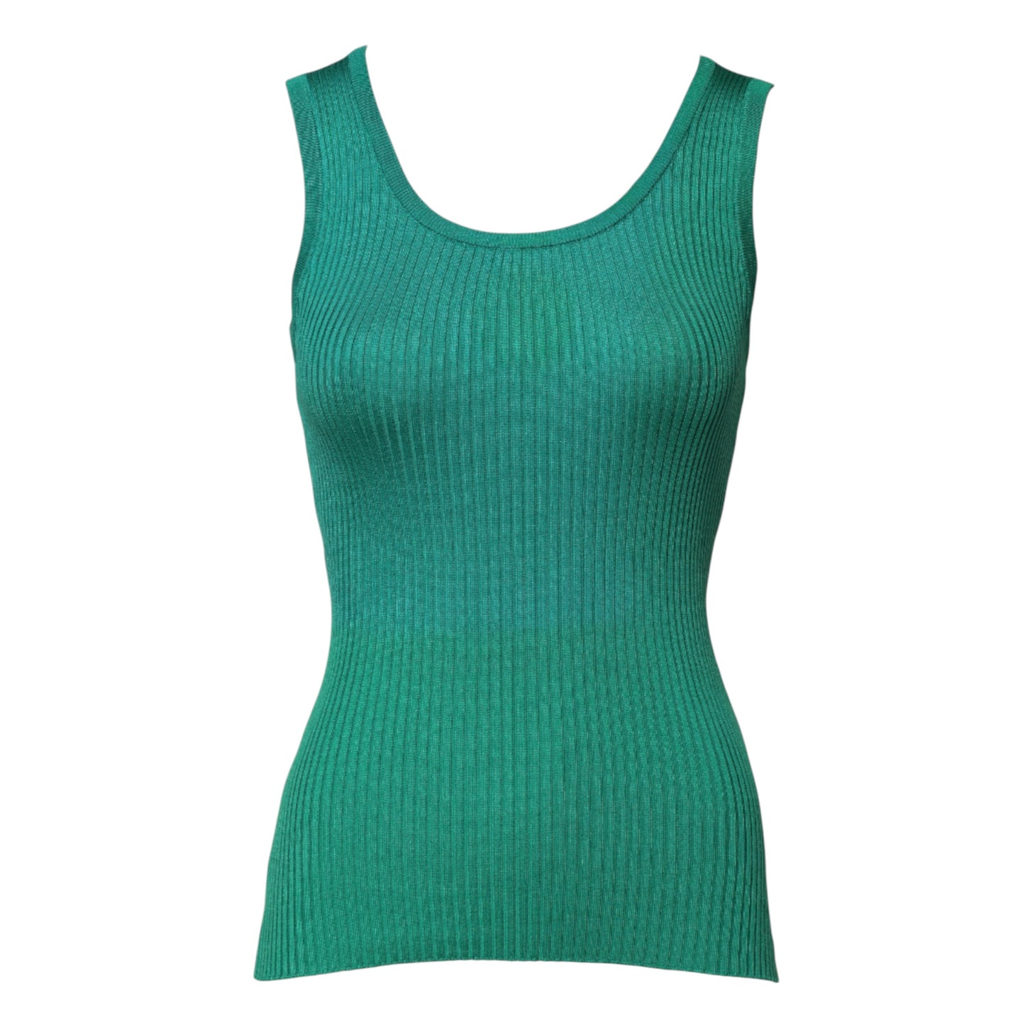 Top de tirantes Dolce & Gabbana de seda verde sin mangas y cuello redondo