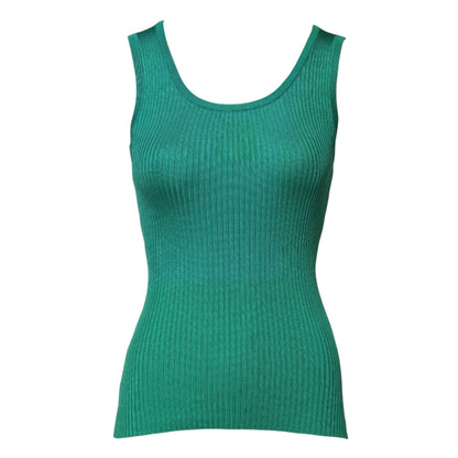 Top de tirantes Dolce & Gabbana de seda verde sin mangas y cuello redondo