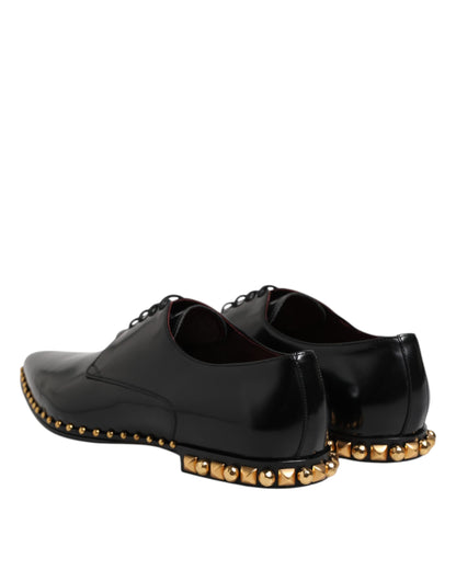 Zapatos de vestir tipo derby de cuero negro con tachuelas para hombre Dolce & Gabbana