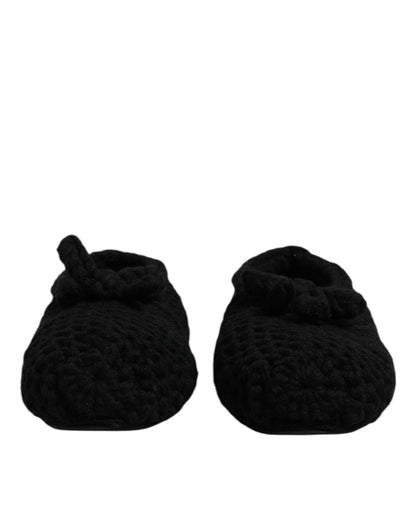 Zapatillas bailarinas sin cordones de lana negra Dolce & Gabbana