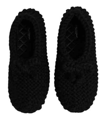 Zapatillas bailarinas sin cordones de lana negra Dolce & Gabbana
