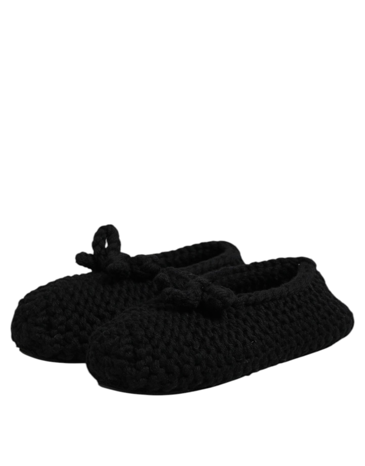 Zapatillas bailarinas sin cordones de lana negra Dolce & Gabbana
