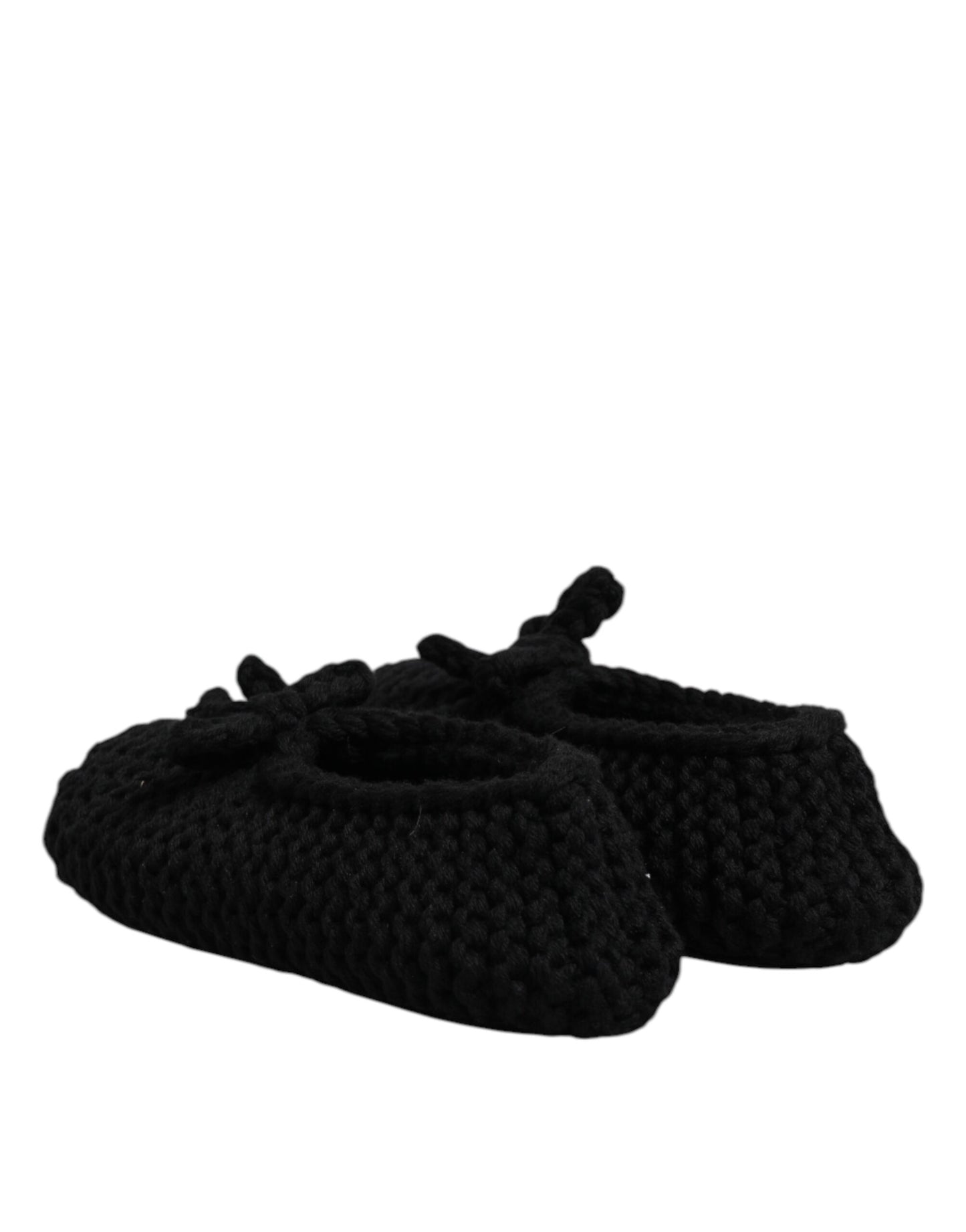 Zapatillas bailarinas sin cordones de lana negra Dolce & Gabbana