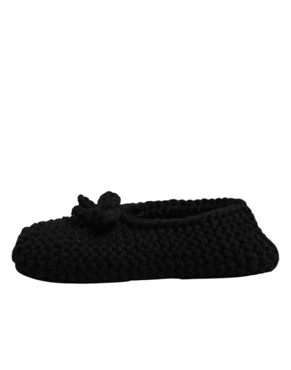 Zapatillas bailarinas sin cordones de lana negra Dolce & Gabbana