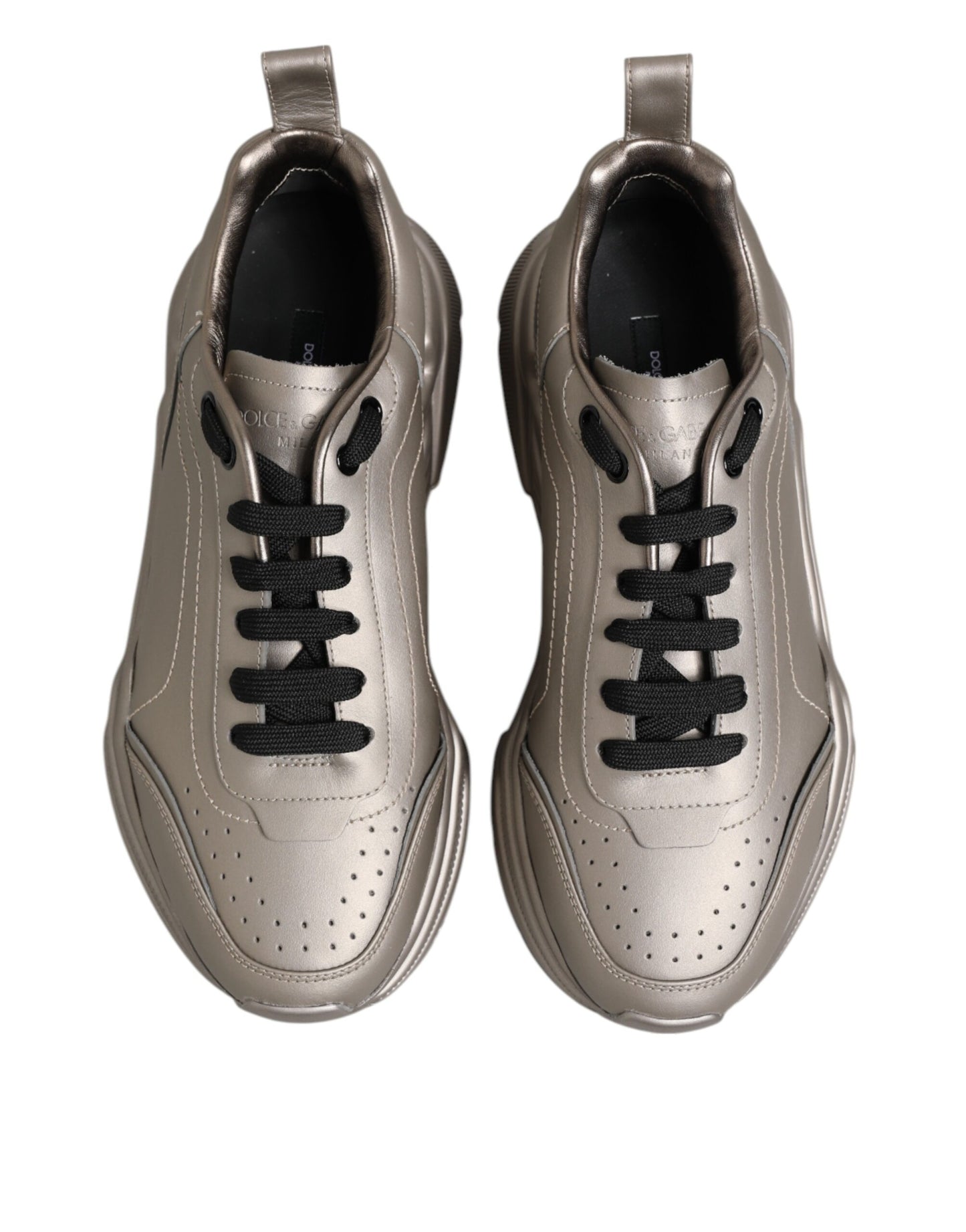 Zapatillas de hombre de cuero plateadas DAYMASTER de Dolce & Gabbana