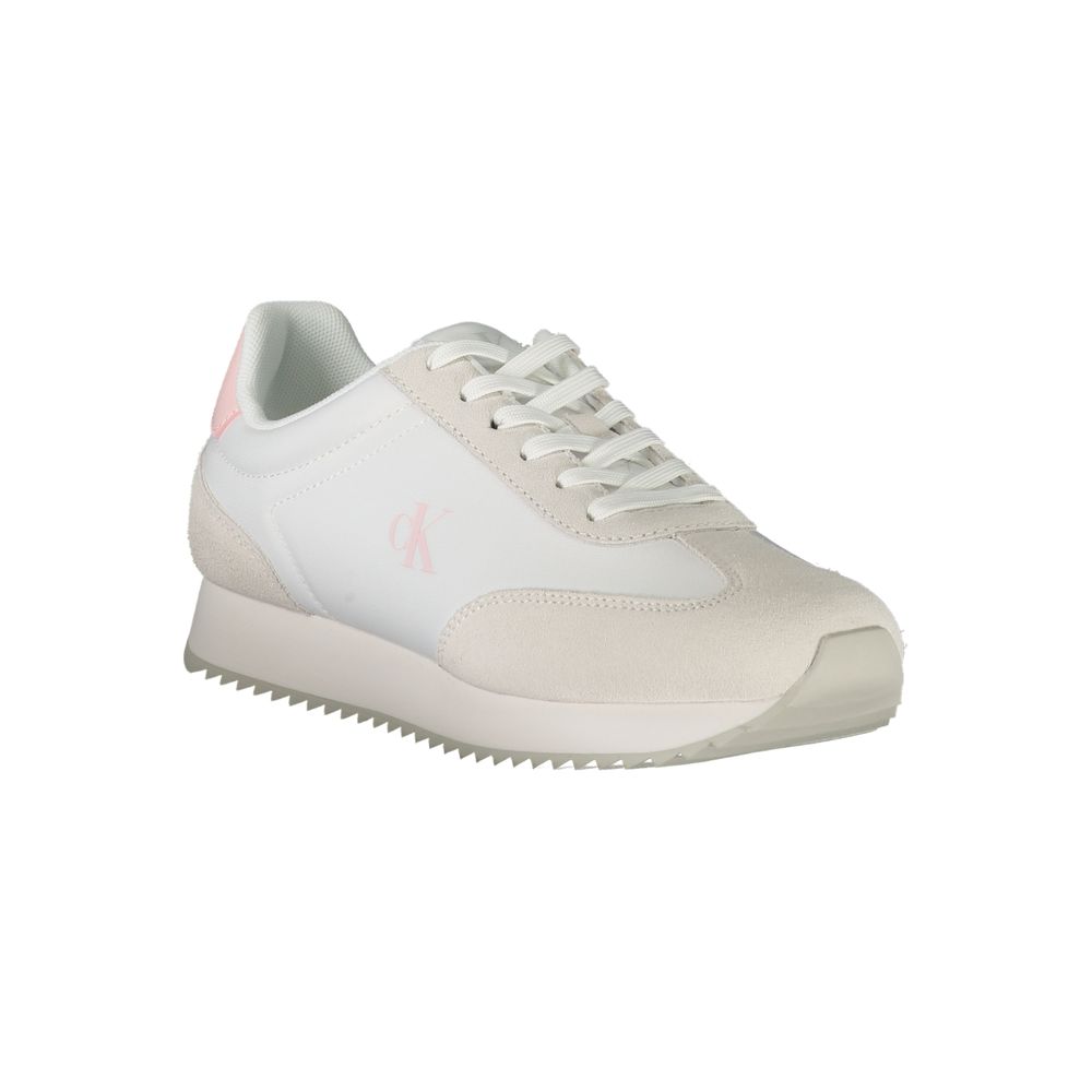 Calvin Klein Zapatilla de piel blanca para mujer