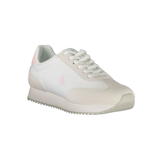 Calvin Klein Zapatilla de piel blanca para mujer