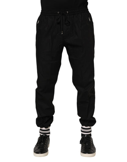 Pantalones deportivos de algodón negro con cinta del logo para hombre Dolce & Gabbana