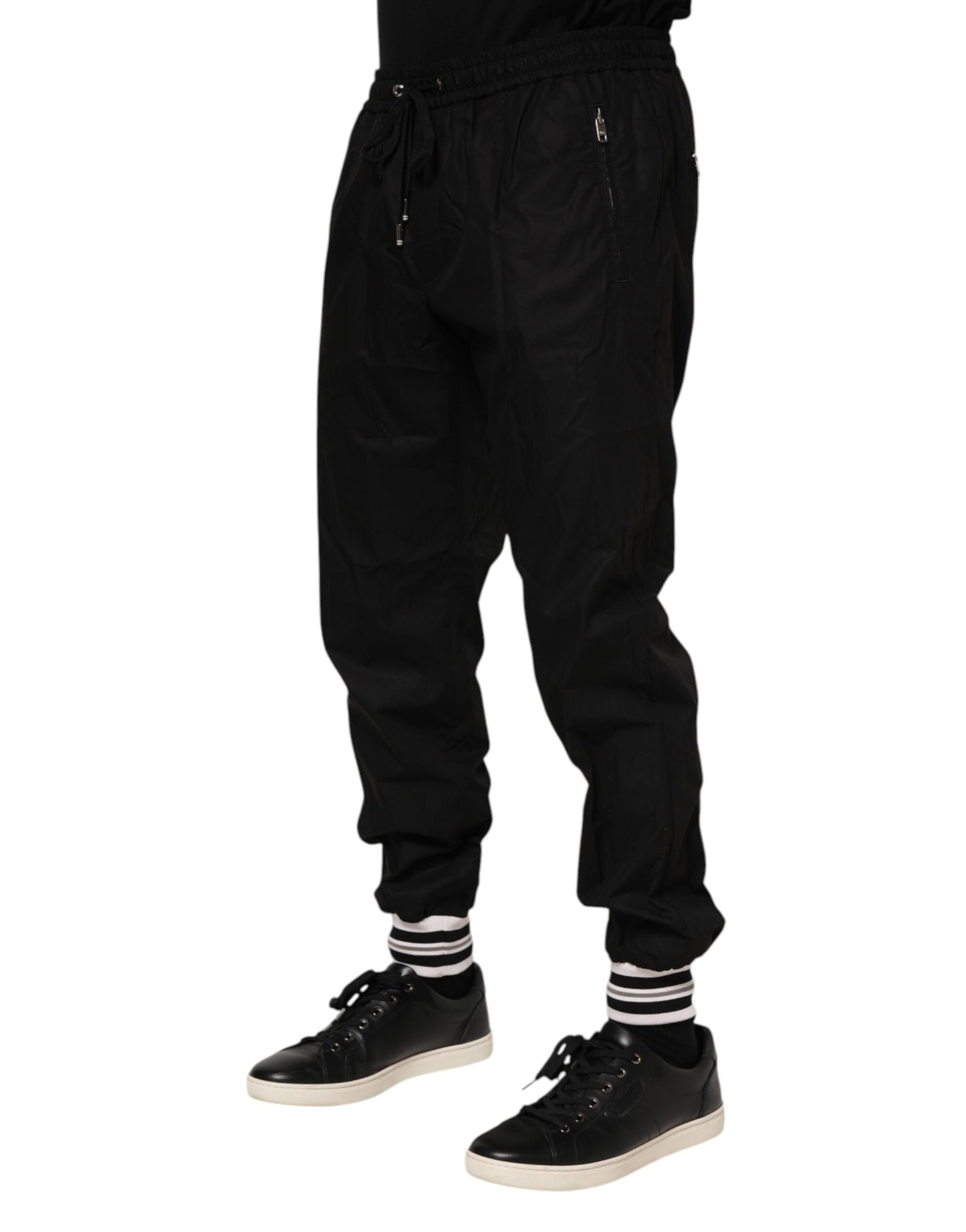 Pantalones deportivos de algodón negro con cinta del logo para hombre Dolce & Gabbana
