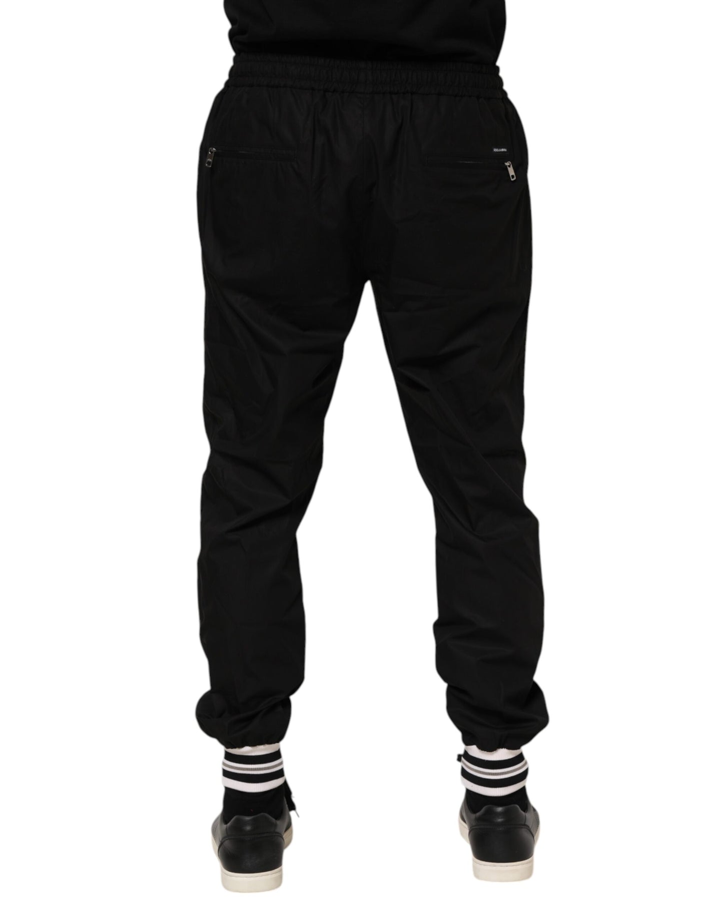 Pantalones deportivos de algodón negro con cinta del logo para hombre Dolce & Gabbana